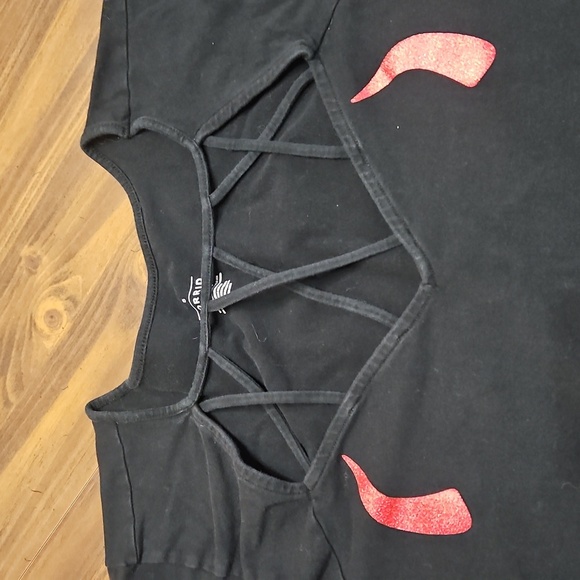 Torrid Black Tee with Red Devilish Graphic - Picture 3 of 8